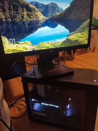 gaming pc computer desktop tower with 23inch monitor