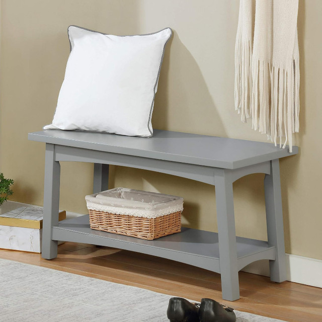 Bolton  Furniture Craftsbury 36" W Wood Entryway Bench, Gray in Other Tables in Sarnia