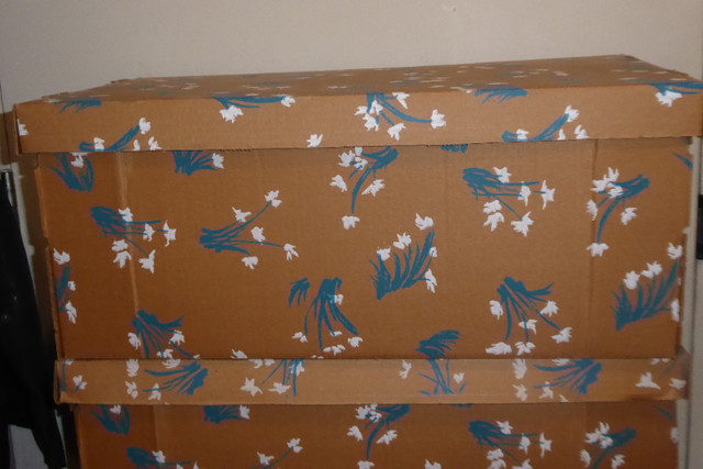 6 LONG STORAGE OR MOVING DECORATIVE CARDBOARD BOXES - NEVER USED in Storage & Organization in City of Toronto - Image 3