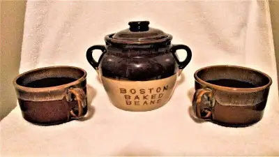 Crock Jar Vintage Set Ceramic with Lid Boston Baked Beans, View more