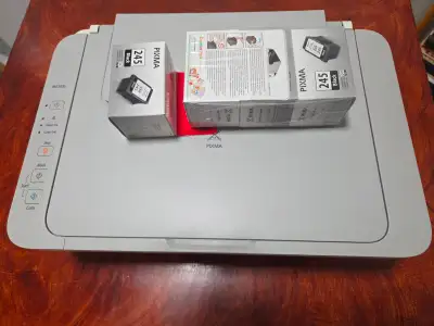 Canon printer and scanner with 4 new black cartridges included, in good working condition, cable inc...