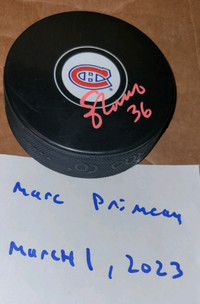 Sergio Momesso signed puck Canadiens Hockey / Rondelle signée