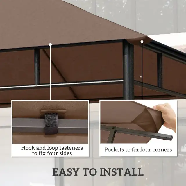 Coffee 10' x 10' top Square Gazebo Canopy Replacement UV Prote in Patio & Garden Furniture in Markham / York Region - Image 6