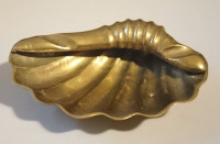 Vintage Footed Brass Clam Shell Ashtray