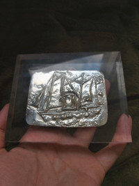 Silver lucite sculpture 