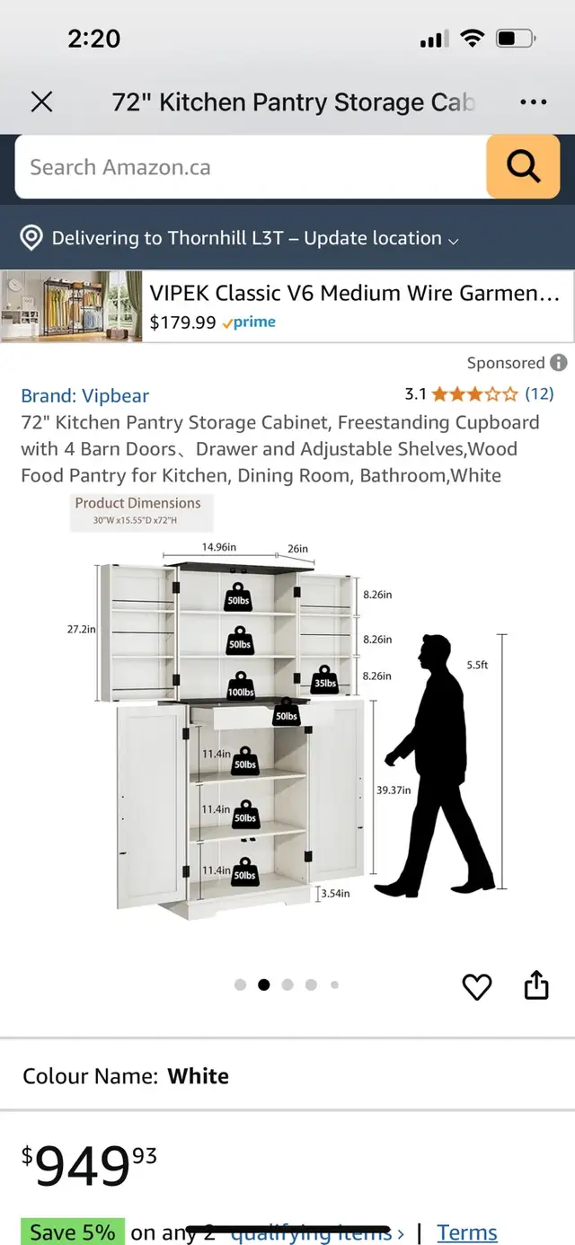 luxury Boho tall pantry with side cabinets  in Bookcases & Shelving Units in Markham / York Region - Image 7