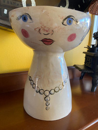 Vintage 1972 Novelty Flower Pot Face Head Bust Character Vase