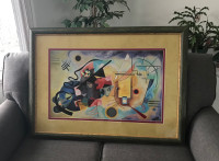 Large MODERN ABSTRACT Art Print by MIRO, 42” x 29”, VG Cond