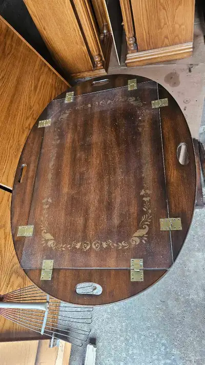 Vintage L.Hitchcock Solid Wood Butler's Tray Table, View more