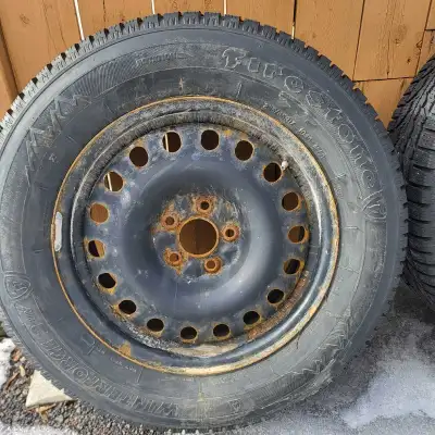 Winter tires 235/65R17 104S M+S Rims are 114.3 Bolt pattern They are off a Hyundai santafe sport. Ti...