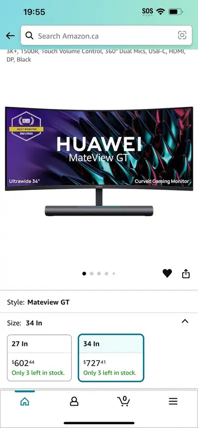 Huawei Mateview gt 34” gaming monitor for sale, bought last year but never really use it. Brand new...