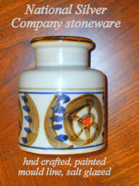 Vintage National Silver Company Japan stoneware jar/cork lid