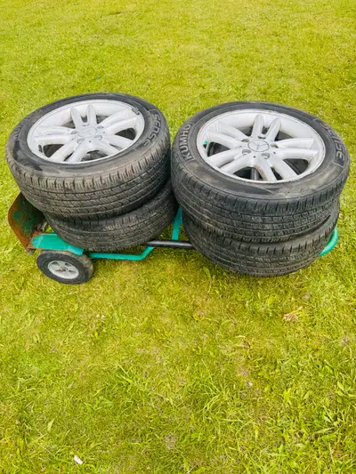 Used for 2001 Mercedes Benz C240 205/15R/16 More than 80% tread All season tires. And Mercedes rims