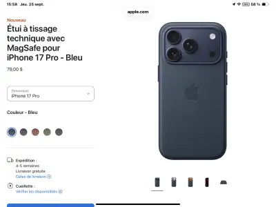 étui iphone 17 pro bleu magsafe, View more