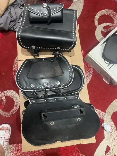 Black / studded / tassles w/white braided trim THIS LUGGAGE IS GORGEOUS. these are not cheap / flims...