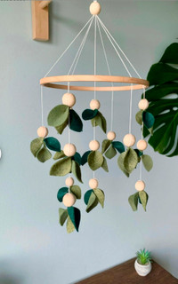 Beautiful Custome Forest Green Leaf Mobile with Hangers