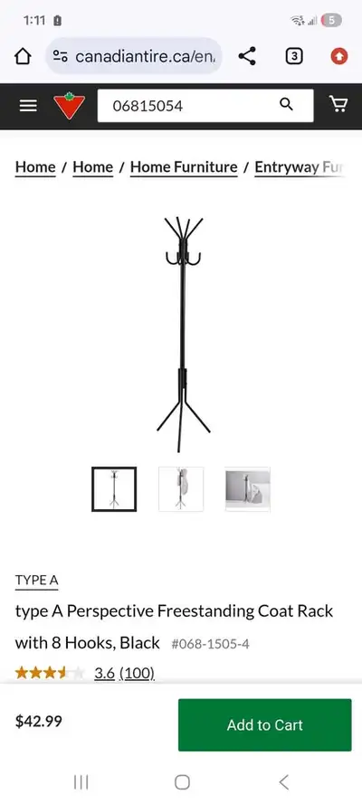 Brand new in box Freestanding Coat Rack with 8 Hooks, View more