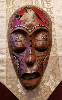Wooden Carved Jamaican Wall Mask