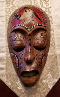 Wooden Carved Jamaican Wall Mask