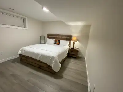 A fully furnished private bedroom is available for rent in a clean and quiet shared basement with a...