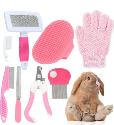 8 Pcs Small Animal Pink Grooming Kit, View more