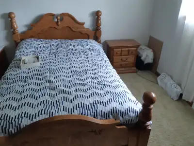 OAK BED AND MATCHING NIGHT TABLES, View more