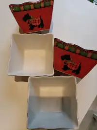 Set of 4 Christmas square bowls Dog theme