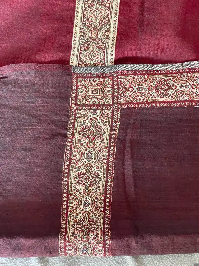 Dual Colour Maroon & Brown Dyed Border Embroidered Wool Shawl in Women's - Other in Oshawa / Durham Region - Image 7