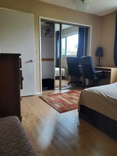 Master bedroom w/ bathroom and also smaller bedroom available in a 4 bedroom suburban home. Rent all...