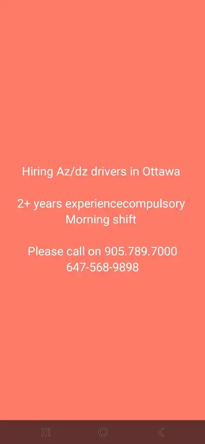 Hiring DZ driver in Ottawa, View more