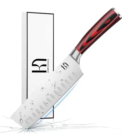 Nakiri Chef Knife Japanese Professional 7 Inch Sharp Meat Cleaver Kitchen Knives for Chopping Vegeta...