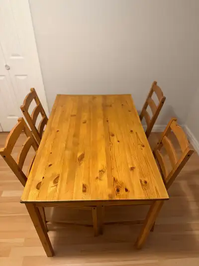Wood dining table with 4 chairs dropoff extra $, View more