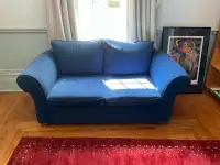 Blue cloth love seat