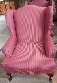 Two High Back Wing Chairs