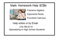 Math Tutor and Lessons for High School Students $15 hr