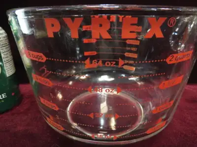 LARGE PYREX 2 QUART / 8 CUP / 64 oz. GLASS MEASURING BOWL / CUP, View more