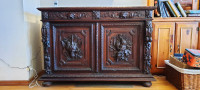 Antique French Hunting / Black Forest Style Sideboard / Buffet