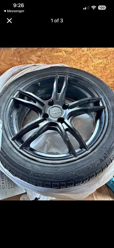 Tires are practically brand new used for 1 season with minimal driving, 4 bolt patter size 205/50R17...