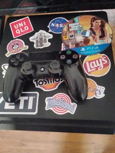 PS4 slim works great, controller is good as well, GTA 5 disc little scratches but still reads the ch...