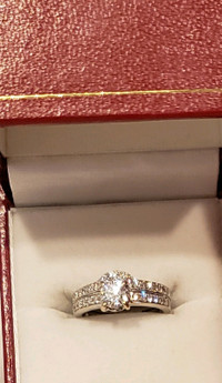 14K White Gold Diamond Engagement and Wedding Ring