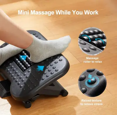 HUANUO Foot Rest for Under Desk at Work, Adjustable Footrest with Massage Texture and Roller, Ergono...