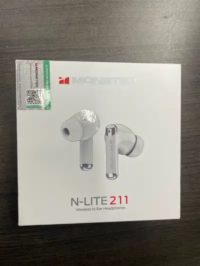 Experience superior sound quality with these brand-new Monster N-Lite 211 wireless in-ear headphones...