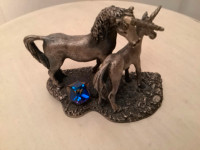 Vintage Signed Pewter “Spirits of the Forest” Unicorn Figurine