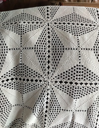 Hand-Made Heavy Crocheted Tablecloth/Bedspread, 66" x 100"