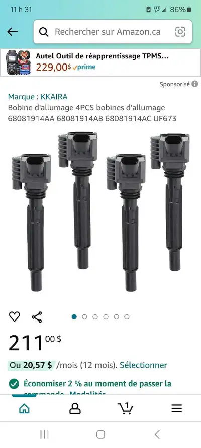 4 X coil allumage 68081914ab voir compatible avec autres numéros photo 1 25$/ ch ou 100$/ 4 Filtre h...