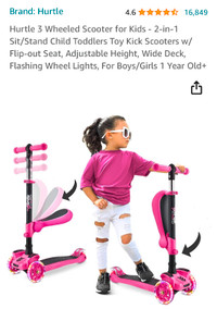 Hurtle 3 wheeled scooter for kids 2-in-1 sit / stand