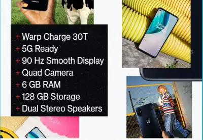 OnePlus Nord N10 5G 128GB 6GB RAM Snapdragon 690 4300 mAh battery 90Hz Display 64MP+8MP+2MP +2MP Mic...