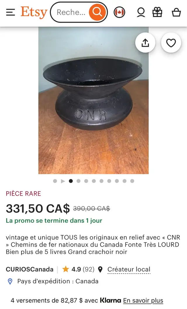 ANTIQUITÉ Crachoir en fonte du CN in Arts & Collectibles in Longueuil / South Shore - Image 7