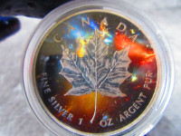 2015 NEBULA GALAXY Colorized & Antiqued Maple 1oz Silver Coin