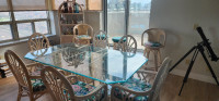 Rattan Dinning Set With, Hutch, 6 Chairs and 4 Bar Stools